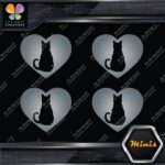 Cat Heart Shape Silhouette Love Cats Pack of 4 MINI SIZE Decals Stickers Vinyl - Image 18