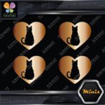 Cat Heart Shape Silhouette Love Cats Pack of 4 MINI SIZE Decals Stickers Vinyl - Image 19