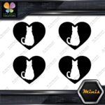 Cat Heart Shape Silhouette Love Cats Pack of 4 MINI SIZE Decals Stickers Vinyl - Image 3