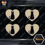 Cat Heart Shape Silhouette Love Cats Pack of 4 MINI SIZE Decals Stickers Vinyl - Image 23