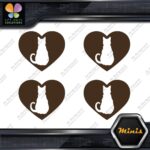 Cat Heart Shape Silhouette Love Cats Pack of 4 MINI SIZE Decals Stickers Vinyl - Image 24