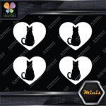 Cat Heart Shape Silhouette Love Cats Pack of 4 MINI SIZE Decals Stickers Vinyl - Image 4