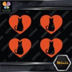 Cat Heart Shape Silhouette Love Cats Pack of 4 MINI SIZE Decals Stickers Vinyl - Image 8