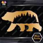 Bear With Forest In Belly Silhouette Black Wild Animals Vinyl Decals Stickers - Image 17