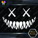 Creepy Smile Monster Scary Evil Face X Eyes Sharp Teeth Vinyls Decals Stickers - Image 4