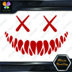 Creepy Smile Monster Scary Evil Face X Eyes Sharp Teeth Vinyls Decals Stickers - Image 6