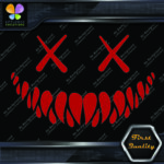 Creepy Smile Monster Scary Evil Face X Eyes Sharp Teeth Vinyls Decals Stickers - Image 26