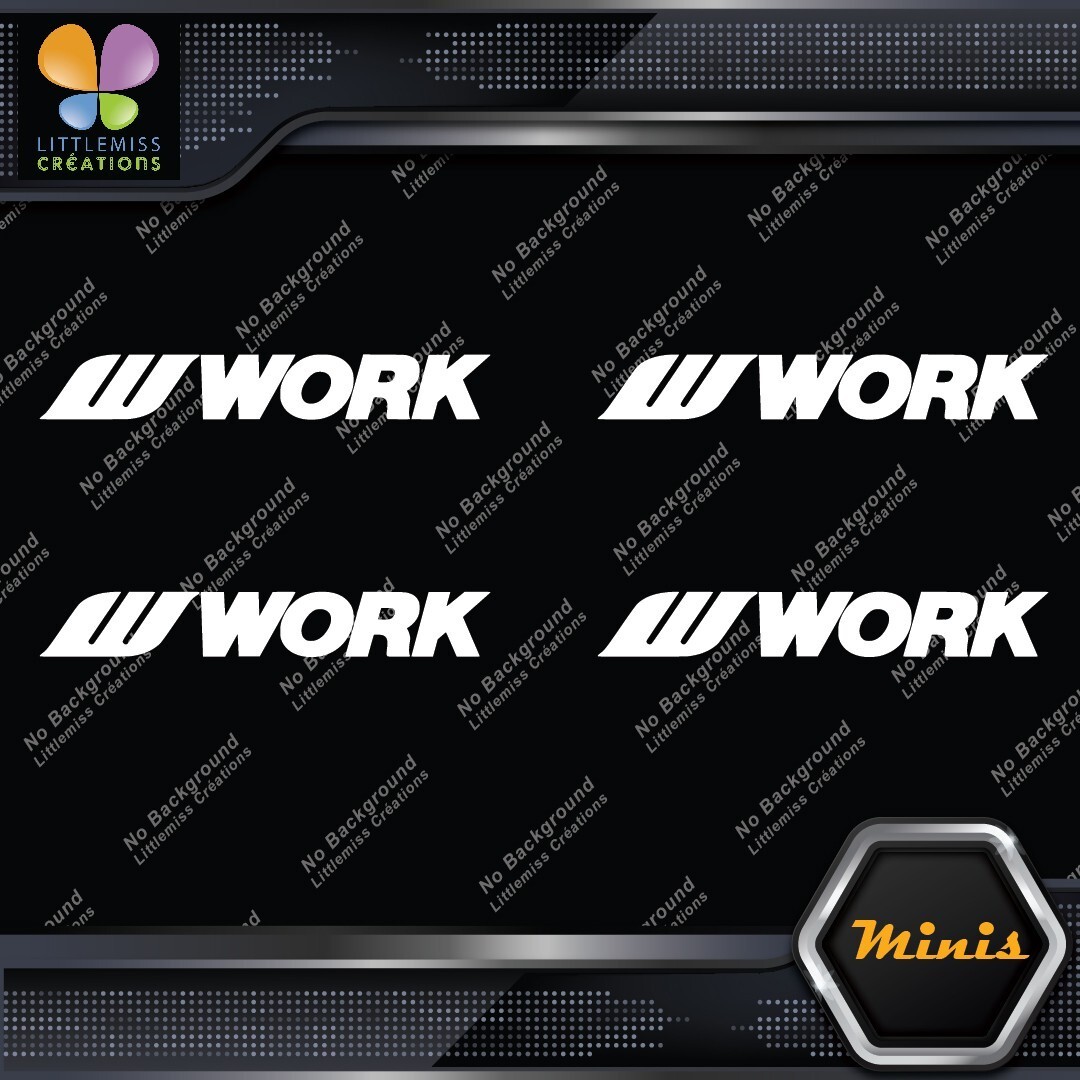 Compatible Work Wheels Name Logo Emblem Pack 4 MINI SIZE Decals Stickers Vinyl 277130373271 Compatible Work Wheels Name Logo Emblem Pack 4 MINI SIZE Decals Stickers Vinyl - Image 1