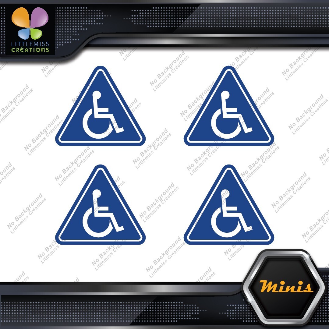 Handicap Triangle Wheelchair Disabled Pack Of 4 MINI SIZE Decals Stickers Vinyl 277173130571 Handicap Triangle Wheelchair Disabled Pack of 4 MINI SIZE Decals Stickers Vinyl - Image 1