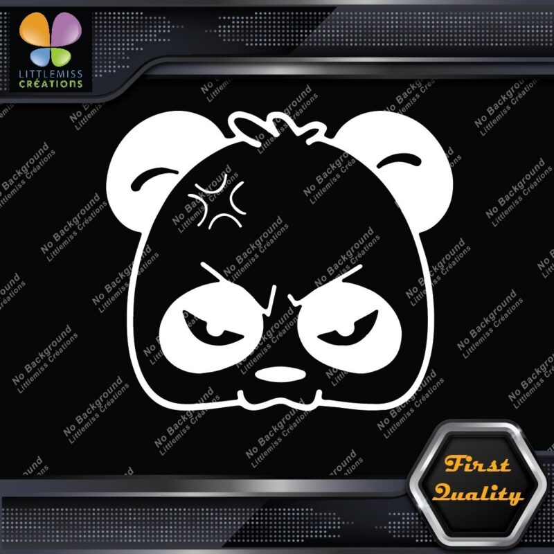 Sticker Panda Angry Panda Bear Head Face Angry Mad Sad Tuning Funny JDM Vinyl Decals ...