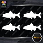 Salmon Silhouette Fishing Sideways Pack of 4 MINI SIZE Decals Stickers Vinyl