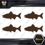 Salmon Silhouette Fishing Sideways Pack of 4 MINI SIZE Decals Stickers Vinyl - Image 24