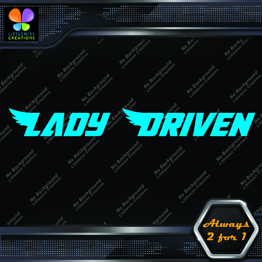Lady Driven Angel Wings Banner Tuning Girl Power JDM Vinyl Decals Stickers 276407286482 Lady Driven Angel Wings Banner Tuning Girl Power JDM Vinyl Decals Stickers - Image 1