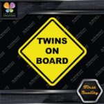 Twins On Board Warning Sign Diamond Shape Cars Trucks Vinyl Decals Stickers