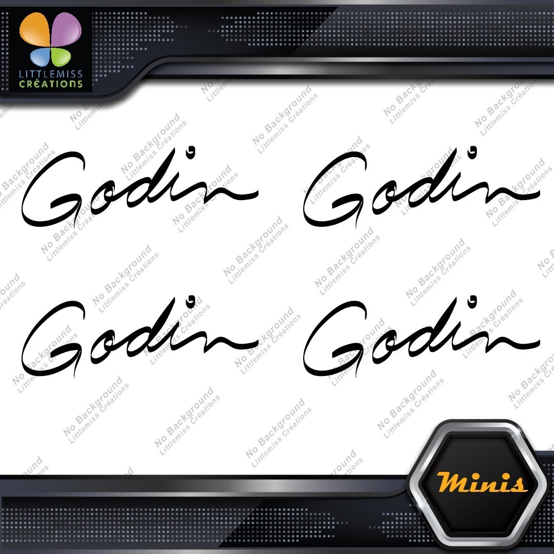 Compatible Godin Guitars Script Name Pack Of 4 MINI SIZE Decals Stickers Vinyl 277215400533 Compatible Godin Guitars Script Name Pack of 4 MINI SIZE Decals Stickers Vinyl - Image 1