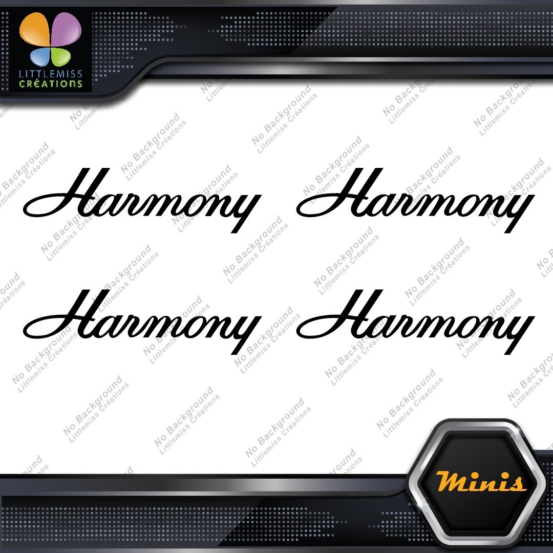 Compatible Harmony Guitars Name Pack Of 4 MINI SIZE Decals Stickers Vinyl 277215378193 Compatible Harmony Guitars Name Pack of 4 MINI SIZE Decals Stickers Vinyl - Image 1
