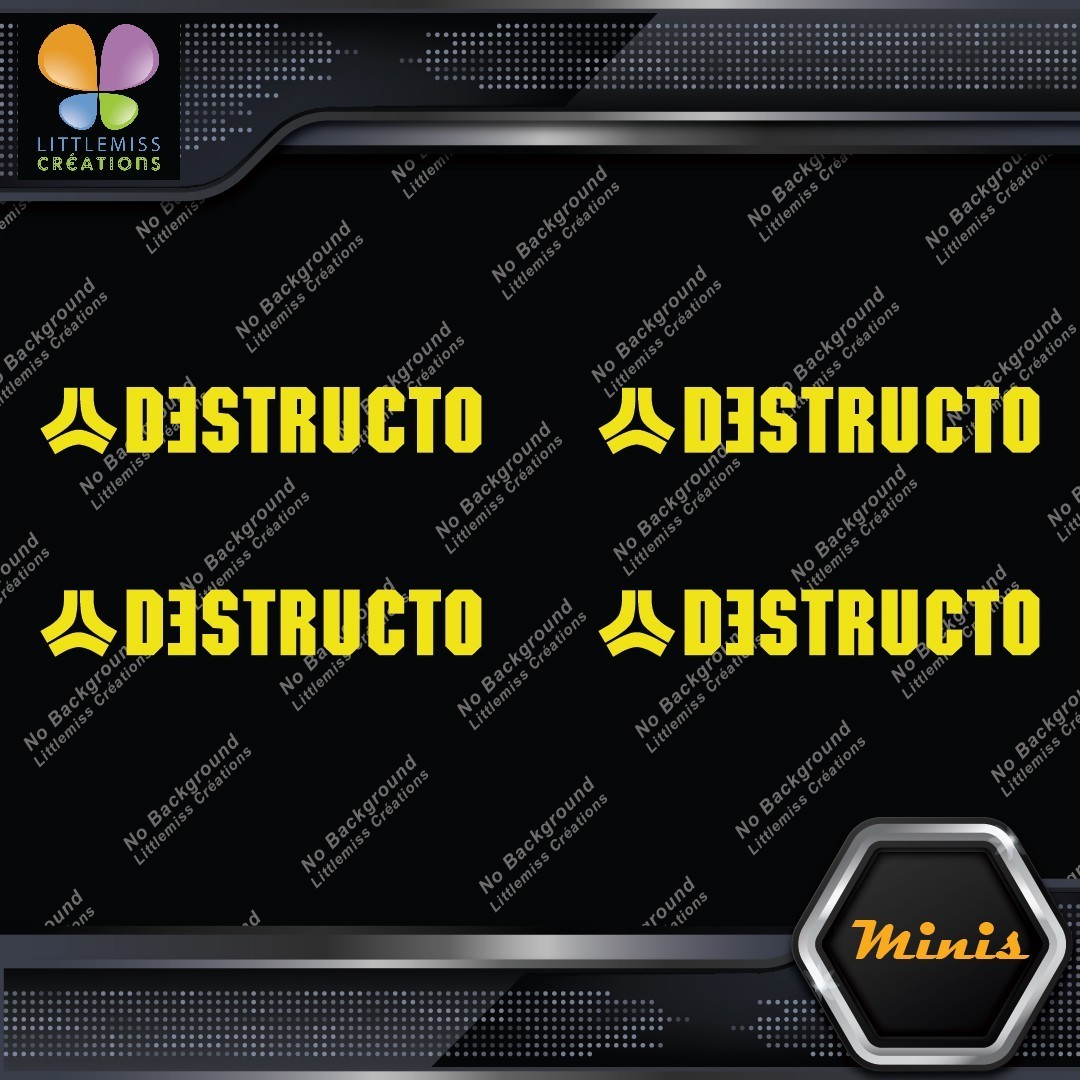 Compatible Destructo Skateboards Full Pack Of 4 MINI SIZE Decals Stickers Vinyl 277312711904 Compatible Destructo Skateboards Full Pack of 4 MINI SIZE Decals Stickers Vinyl - Image 1