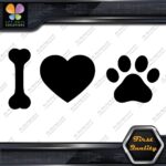 I Love Dogs Heart Shape Paw Print Footprint Pets Animals Decals Stickers Vinyl
