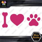 I Love Dogs Heart Shape Paw Print Footprint Pets Animals Decals Stickers Vinyl - Image 20