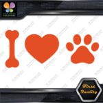 I Love Dogs Heart Shape Paw Print Footprint Pets Animals Decals Stickers Vinyl - Image 7