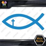 Christian Fish With Cross Inside Religion Faith Symbol Decals Stickers Vinyl
