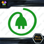 Electric Cars Vehicle Plug Circle Icon EV Hybrid Green Vinyls Decals Stickers