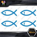 Christian Fish Cross Religion Emblem Pack of 4 MINI SIZE Decals Stickers Vinyl