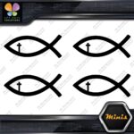 Christian Fish Cross Religion Emblem Pack of 4 MINI SIZE Decals Stickers Vinyl - Image 3