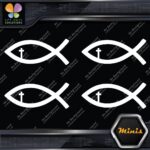 Christian Fish Cross Religion Emblem Pack of 4 MINI SIZE Decals Stickers Vinyl - Image 4