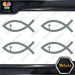 Christian Fish Cross Religion Emblem Pack of 4 MINI SIZE Decals Stickers Vinyl - Image 5