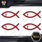 Christian Fish Cross Religion Emblem Pack of 4 MINI SIZE Decals Stickers Vinyl - Image 10