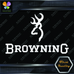 Compatible Browning Deer Head Logo Over Name Hunting Vinyl Decals Stickers