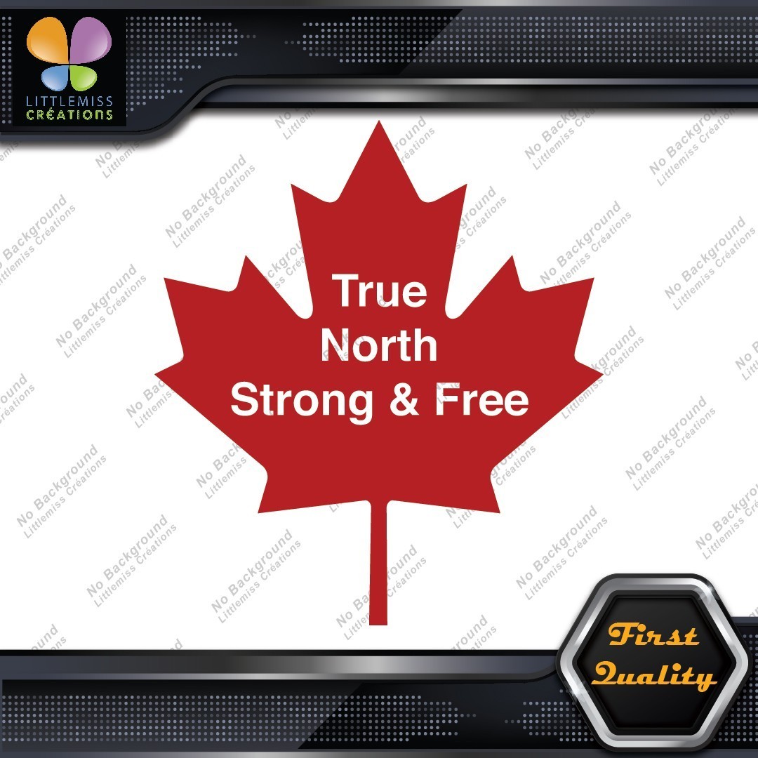 True North Strong And Free Canadian Maple Leaf Emblem Logo Decals Stickers Vinyl 277465106535 True North Strong And Free Canadian Maple Leaf Emblem Logo Decals Stickers Vinyl - Image 1