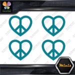 Peace Sign Heart Shape Symbol Love Pack of 4 MINI SIZE Decals Stickers Vinyl - Image 13