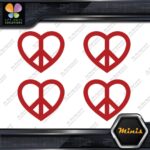 Peace Sign Heart Shape Symbol Love Pack of 4 MINI SIZE Decals Stickers Vinyl