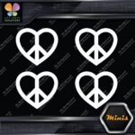 Peace Sign Heart Shape Symbol Love Pack of 4 MINI SIZE Decals Stickers Vinyl - Image 3