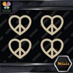 Peace Sign Heart Shape Symbol Love Pack of 4 MINI SIZE Decals Stickers Vinyl - Image 23