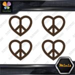 Peace Sign Heart Shape Symbol Love Pack of 4 MINI SIZE Decals Stickers Vinyl - Image 24