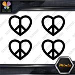 Peace Sign Heart Shape Symbol Love Pack of 4 MINI SIZE Decals Stickers Vinyl - Image 4