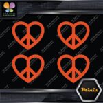 Peace Sign Heart Shape Symbol Love Pack of 4 MINI SIZE Decals Stickers Vinyl - Image 8