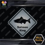 Salmon Crossing Warning Sign Xing Diamond Shape Lozenge Decals Stickers Vinyl - Image 18