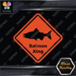 Salmon Crossing Warning Sign Xing Diamond Shape Lozenge Decals Stickers Vinyl - Image 7