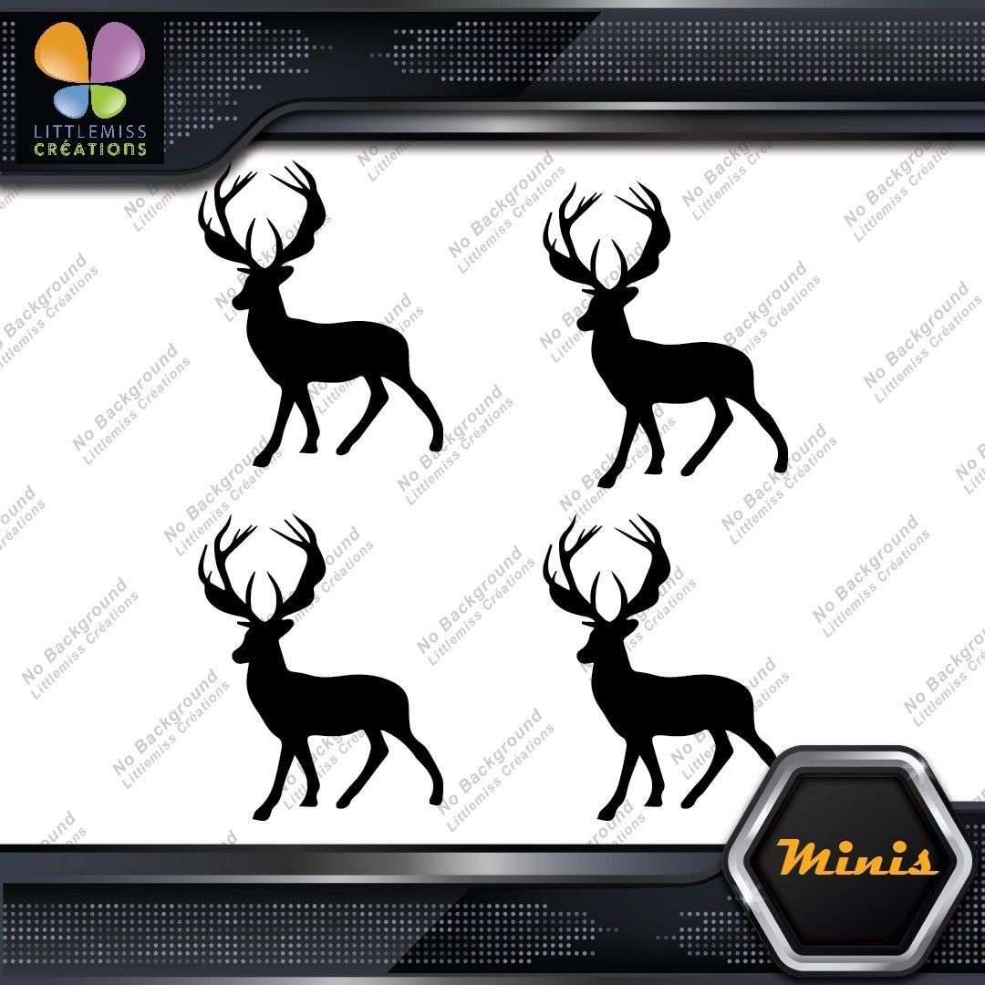 Deer Standing Up Male Stag Buck Pack of 4 MINI SIZE Decals Stickers Vinyl - Image 3
