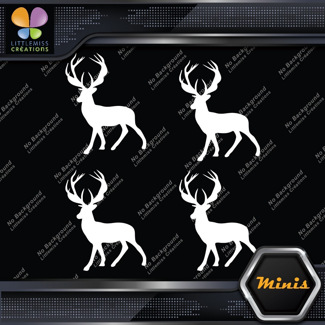Deer Standing Up Male Stag Buck Pack of 4 MINI SIZE Decals Stickers Vinyl - Image 1