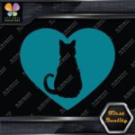 Cat Heart Shape Silhouette Cats Contour Shape Emblem Love Decals Stickers Vinyl - Image 13