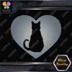 Cat Heart Shape Silhouette Cats Contour Shape Emblem Love Decals Stickers Vinyl - Image 18