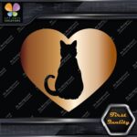 Cat Heart Shape Silhouette Cats Contour Shape Emblem Love Decals Stickers Vinyl - Image 19