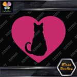 Cat Heart Shape Silhouette Cats Contour Shape Emblem Love Decals Stickers Vinyl - Image 20
