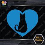 Cat Heart Shape Silhouette Cats Contour Shape Emblem Love Decals Stickers Vinyl - Image 3