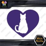 Cat Heart Shape Silhouette Cats Contour Shape Emblem Love Decals Stickers Vinyl - Image 21